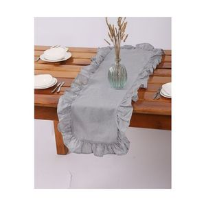 Elegant 40x130cm White Ruffled <b>Table</b> <b>Runner</b> Shabby Chic Decorative <b>Dining</b> <b>Table</b> Accessory Woven Cotton Washable Machine Wash for - Product Image 4