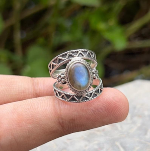 925 Sterling Silver Labradorite <b>Ring</b> Handmade Bohemian Jewelry Birthstone <b>Ring</b> Unique Gift for Women Bulk Manufacturer - Product Image 1