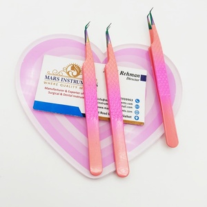 Pinzas para extensiones de pestañas de acero inoxidable de 45 grados de aislamiento Agarre fino con azulejo de pestañas en forma de corazón - Product Image 4