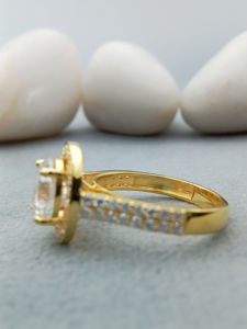 Fantaisie Personnalisé Solitaire Or 14k 18k Fiançailles De Mariage Bague En Diamant VVS Lab Cultivé Poire pour Les Fêtes Cadeaux 100% Satisfaction - Product Image 4