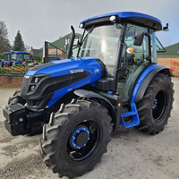 Tracteur agricole Solis 90HP 4 roues motrices avec cabine, transmission par engrenages, bleu, respectueux de l'environnement