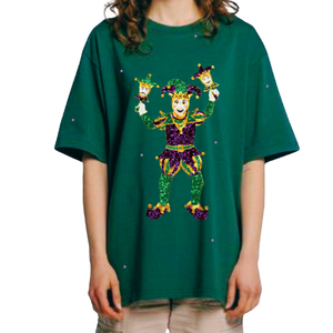 Camisetas de verano personalizables de ajuste holgado supercómodas camisetas casuales de tendencia suave de Mardi Gras con múltiples motivos de lentejuelas al por mayor - Product Image 2