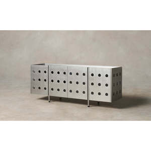 Buffet Louis en <span class=keywords><strong>bois</strong></span> massif, style traditionnel et minimaliste, meuble de salle à manger antique avec structure métallique pour salon - Product Image 2