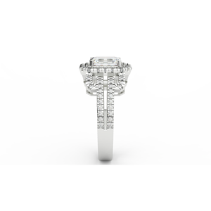 Anillo fino de oro amarillo de 14 quilates con diamante de corte esmeralda Diamantes de Halo chapados en rodio Certificado IGI Número de patrón WA16 - Product Image 6