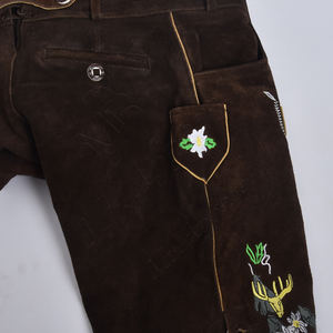Pantalones cortos de cuero Lederhosen de Oktoberfest alemán tradicional para hombre de alta calidad - Product Image 4