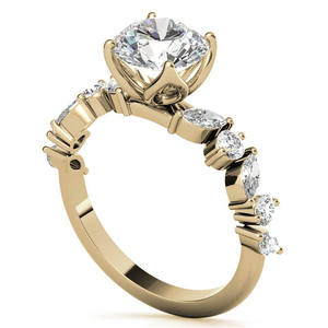 แหวนประดับเพชรเม็ดเล็กสีทอง14K แบบคลาสสิกแหวนครบรอบแต่งงานงานหมั้นโรเดียมสำหรับผู้หญิง - Product Image 3