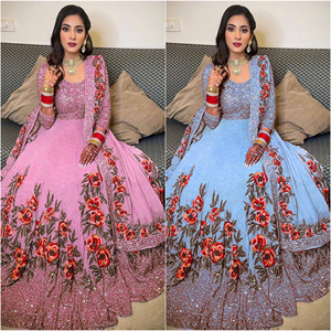 Vestido de traje de mujer informal hermoso de manga larga de diseñador de moda de fiesta tradicional paquistaní indio más vendido - Product Image 5