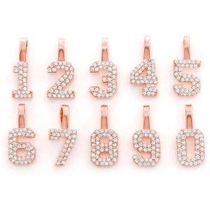 Minimalist 18K Rose <b>Gold</b> Moissanite <b>Number</b> Pendant Custom Lucky <b>Number</b> Charm Personalized Numeric Pendants At Manufacturer Price - Product Image 1