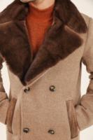 Parka d'hiver pour homme en peau de mouton noire de qualité supérieure, fabriquée en Turquie, respirante, rembourrée de coton épais, col en V, logo personnalisé, lavable