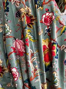 Vintage Floral Print Cotton Velvet Curtain Boho Drapes Style Floral Print Luxury Cotton Velvet Style Cotton Luxury Cotton Velvet - Product Image 1
