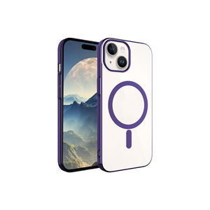 Étui de charge sans fil en silicone violet foncé Netzy pour iPhone 15 Pixel compatible MagSafe SAF+A - Product Image 1
