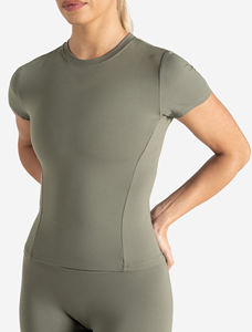 T-shirt pour femme en coton extensible de qualité supérieure, couleur sauge hivernale, manches courtes, col rond, décontracté, pour la salle de sport - Product Image 5