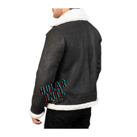 Blouson d'aviateur en cuir marron personnalisé de grande taille à col montant long pour hommes veste de pilote d'hiver chaude en fourrure de mouton Flight B3