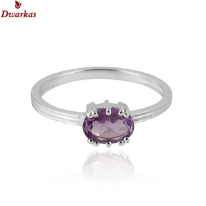 Bague classique en argent sterling 925 avec pierre précieuse améthyste naturelle pour unisexe, mariage, fête, anniversaire, cadeau en gros - Product Image 3