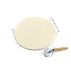 Ompagrill Pierre à pizza 33 cm avec support et roulette à découper Outils à pizza 103300 - Product Image 1