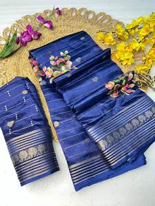 Sari de Seda Dola Indio y Pakistaní con Tejido Jacquard Completo, Disponible en Stock, para Fiestas y Festivales, para Mujeres Adultas - Product Image 2