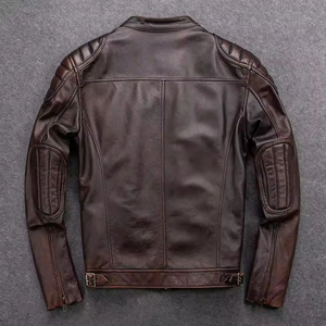 Veste en cuir personnalisée pour homme, vente en gros directe d'usine OEM ODM, mode, hiver, extérieur, col montant, coupe-vent, chauffante - Product Image 2