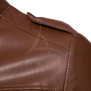 Veste en cuir pour homme personnalisable de haute qualité, très vendue, en cuir de vache, col montant, logo frontal, coupe-vent, respirante, décontractée pour l'hiver - Product Image 4