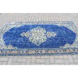 Grand tapis turc de 4,7 x 8,6 pieds, tapis vintage bleu camouflage - Product Image 3