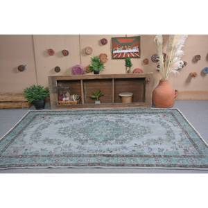 Classique Vintage tapis turc 6x8ft bleu marron Patchwork laine tapis Latex soutenu salon décoration pour adolescents 9x12 - Product Image 1