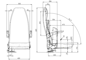 เก้าอี้สำนักงานแบบเข็มขัด3จุดพร้อมที่นั่งแบบสปริงที่พักแขนคู่อุปกรณ์เสริมสำหรับรถบัสแบบไม่มีขา - Product Image 3