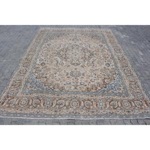 Alfombra Turca Vintage de 9.4x12.3 pies, Alfombra Azul Sólida - Product Image 1