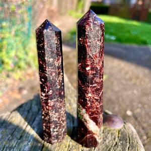 Torre de punto de piedra pulida de cuarzo obelisco granate rojo Natural auténtico para decoración del hogar Feng Shui mascota meditación regalo cristales - Product Image 6