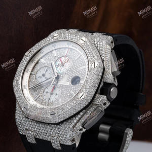 Top Quality Luxury Customized Hip Hop Style Chronograph <b>Black</b> Rubber Band <b>Watch</b> Iced out Moissanite Diamond New Arrival - Product Image 6