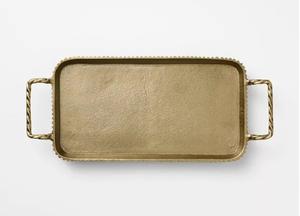 Bandeja redonda moderna con base de madera y asas de metal negro Ideal para servir y exhibir con estilo - Product Image 5