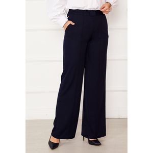 <span class=keywords><strong>Pantaloni</strong></span> Cargo <span class=keywords><strong>Blu</strong></span> Navy <span class=keywords><strong>a</strong></span> Vita Alta in <span class=keywords><strong>Velluto</strong></span> <span class=keywords><strong>a</strong></span> <span class=keywords><strong>Coste</strong></span> <span class=keywords><strong>a</strong></span> Gamba Larga con Dettaglio Tasche Frontali, Casual e Antipiega - Product Image 3