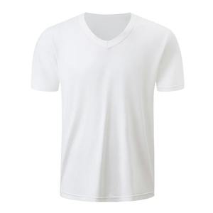 Camiseta Deportiva Informal de Manga Corta con Cuello en V para Hombre, Color Sólido, para las Cuatro Estaciones, Cómoda, Talla Grande, Juvenil - Product Image 1
