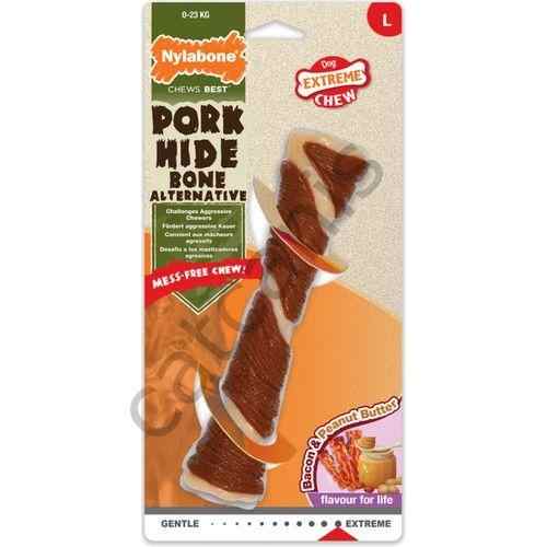 Nylabone 850656-NYLABONE Bacon Peanut Butter Pork Flavored Chewing Bone L