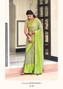 Sari Georgette de diseñador indio Premium en estilo pakistaní, blusa estampada bellamente sin peso para ropa de fiesta de boda para mujer - Product Image 6