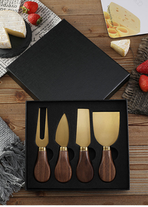 Meilleure vente 4 & 6 pièces manche en bois acier inoxydable couteaux à fromage trancheuse fourchette couteau à tartiner le fromage pour planche et couverts - Product Image 6