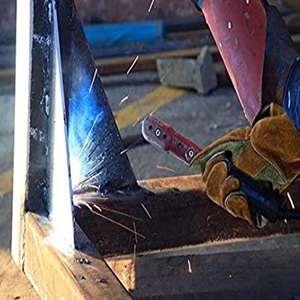 ถุงมือเชื่อมหนังวัวแยกสีพรีเมี่ยมถุงมือป้องกันไฟในอุตสาหกรรมกันลื่นทนไฟตามสั่ง - Product Image 6