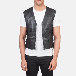 Hot Selling Custom Design Men Leather <b>Vest</b> Wholesale Cheap Men Leather <b>Vest</b> For Online Sale - Product Image 2