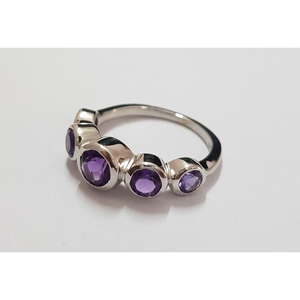 Shah Gems 925 Sterling <b>Silver</b> Fine Jewelry <b>Ring</b> Natural Amethyst and <b>Opal</b> Garnet with Rhodium Plating Everyday Wear for Women - Product Image 5