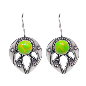 Usine en gros pas cher prix cuivre vert Turquoise 925 en argent Sterling fait à la main pierres précieuses femmes boucles d'oreilles cadeau pour elle - Product Image 1