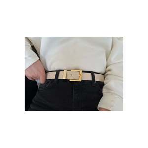 Ceinture pour femme à boucle carrée, ceinture pour pantalon, ceinture pour veste, ceinture pour robe - Beige-doré - Product Image 3