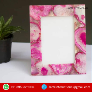 Premium Natural Agate Stone Customizable Waterproof Handmade Elegant Photo <b>Frames</b> Home Decor Luxury Gift Idea Translucent Stone - Product Image 2