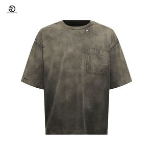 เสื้อยืดโอเวอร์ไซส์สำหรับผู้ชายเสื้อยืดโอเวอร์ไซส์ผ้าฝ้าย100% เฮฟวี่เวทเสื้อยืดซักลายกรดสะพายไหล่ตกแบบสั่งทำ - Product Image 5