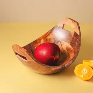 Handcrafted Modern Wooden Bowl for <b>Food</b> Serving Simple Red Apple Composition with <b>Warm</b> Tones Stocked Feature - Product Image 4