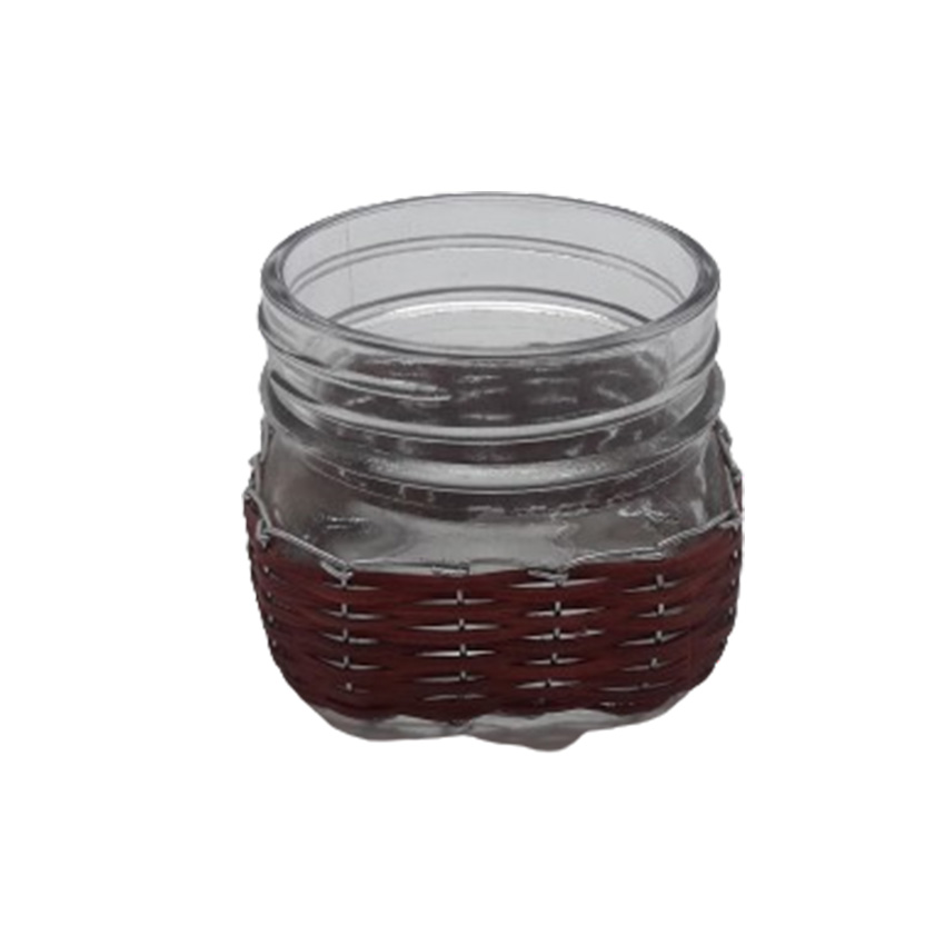 Plain Transparent Glass & Natural / Red Bamboo