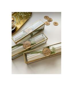 Boîte de défilement en verre métallique magnifiquement conçue en or avec un défilement délicat pour le stockage de bijoux élégants et les décorations de mariage - Product Image 5