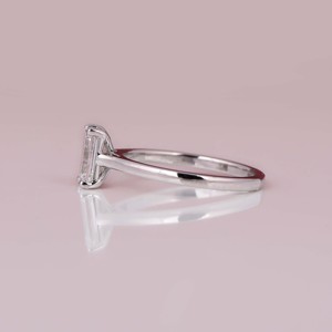 Trendy Style Emerald Cut Lab Grown Diamond Solitaire Engagement Ring 14K <b>Solid</b> Gold Plated IGI Certified Women's Fine Gift Ring - Product Image 3