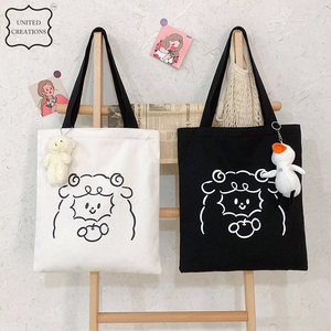 Vente en gros expédition personnalisée sac fourre-tout en toile de coton avec poche et fermeture éclair sacs fourre-tout pour femmes avec impression personnalisée - Product Image 2