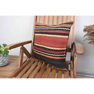 Almohada Kilim de lana marrón de 18x18 pulgadas, lujosa, esponjosa, ecológica, antideslizante, tejida, estampado cuadrado Vintage, pluma lavable extraíble - Product Image 3