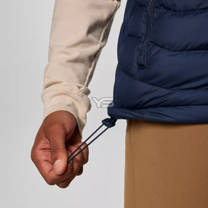 Veste d'hiver sans manches enduite avec fermeture à glissière à col montant coupe-vent et respirant anti-rétrécissement motif solide - Product Image 6