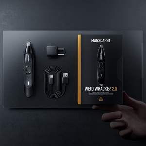 Kit de toilettage portable avec tondeuse de précision pour barbe et poils du nez/oreilles, en plastique durable, alimentation USB - Product Image 1