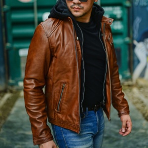 Chaqueta clásica en cuero de grano superior para hombre Premium - Product Image 2